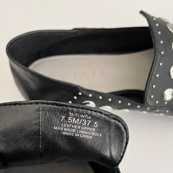 1. State Black Leather ‘Flintia’ Silver Studded Convertible Flats, Size 7.5